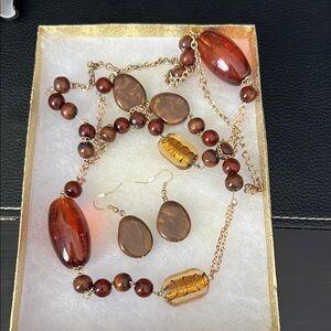 Elegant Brown and Gold Jewelry Set
